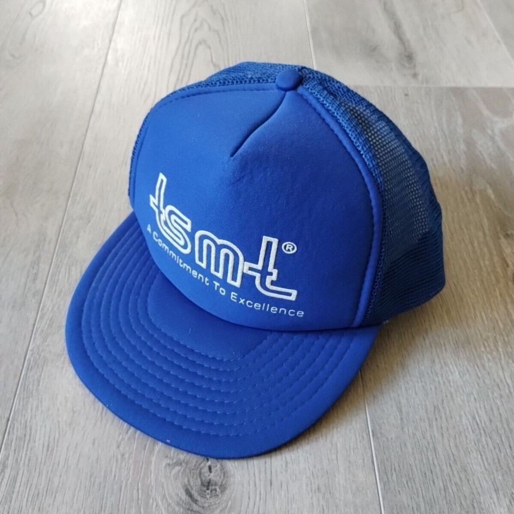 Vintage Trucker Hat TSMT Snapback Cap Blue White Tri State Motor Transit OSFA - Picture 1 of 11